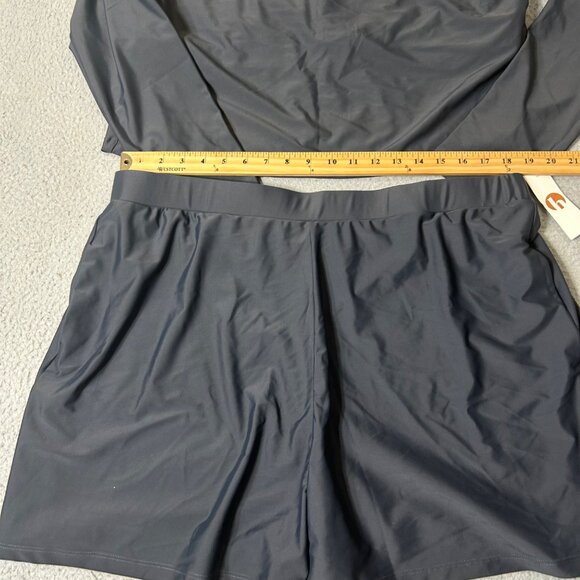 Honey Mark Swim Set 3XL Gray Sugar Skort & Rash Guard Top 2 Piece Set NEW - Picture 8 of 10